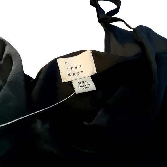 A New Day Black Maxi Slip Dress  Size XXL Adjustable Straps Responsible Style - Picture 4 of 8
